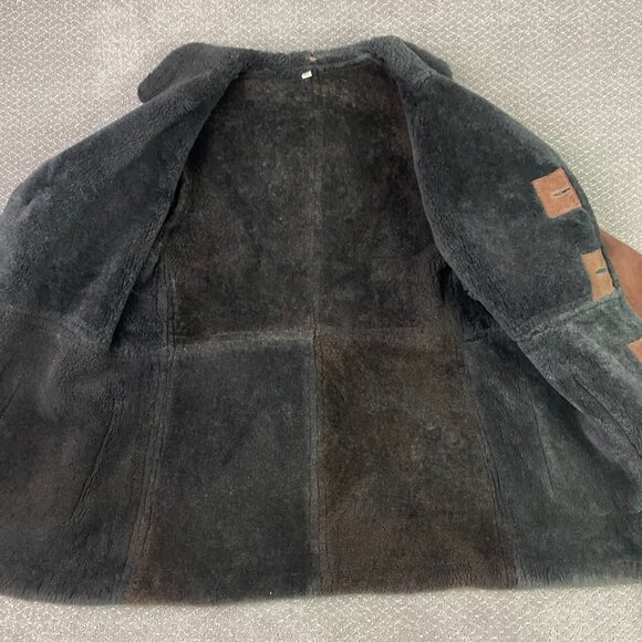 Vintage Sheepskin Jacket Coat Men's 46 Brown Shearling Marlboro Man XL - Picture 4 of 14